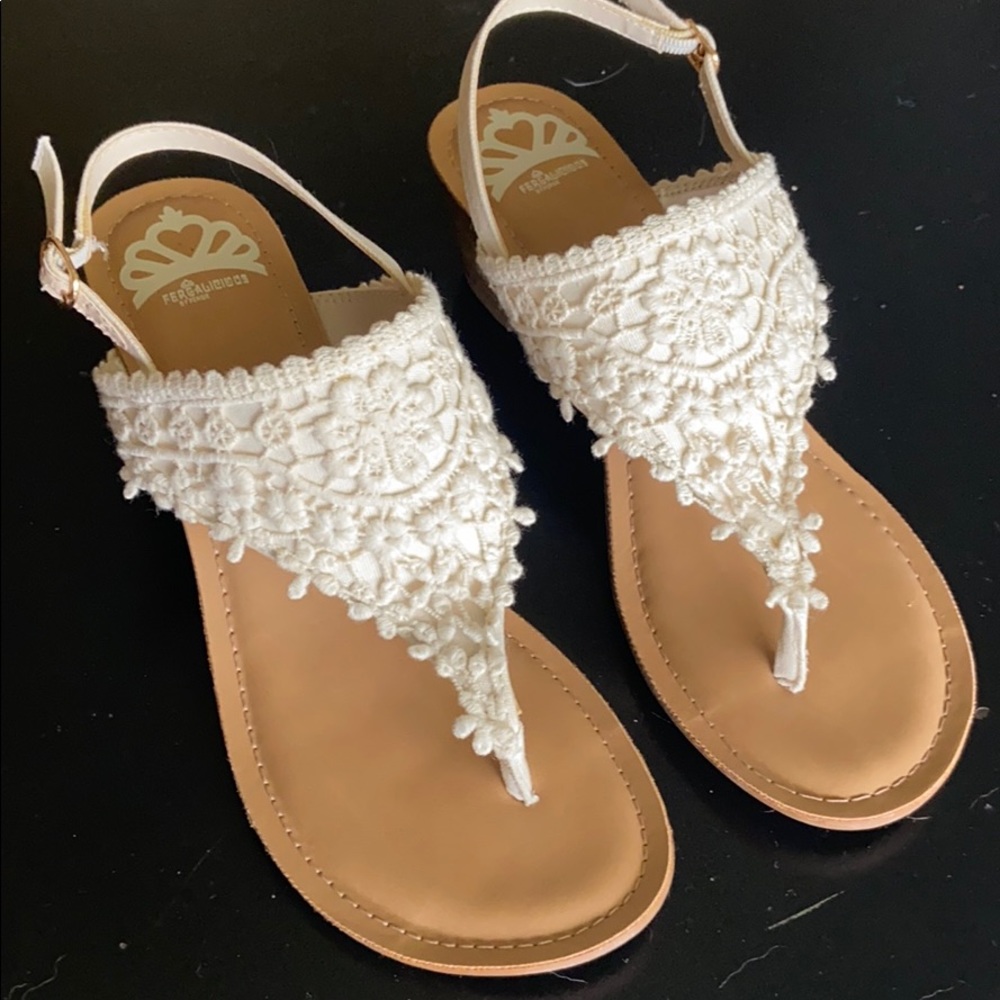 Fergalicious cream wedge sandal